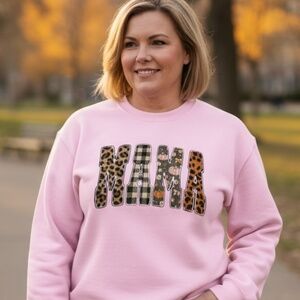 MAMA Patch Sweatshirt New Pink 2XL-3XL Custom made. Great for moms, grandma's